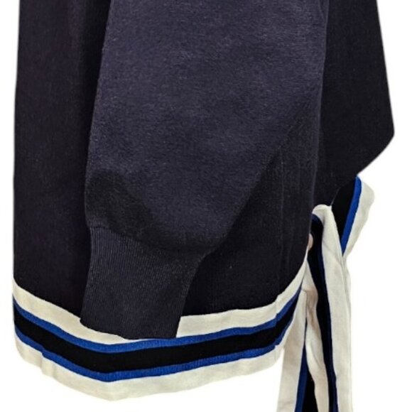Sandro Paris Navy Blue Tie Front Sweater Sz 3 US L - Picture 4 of 10